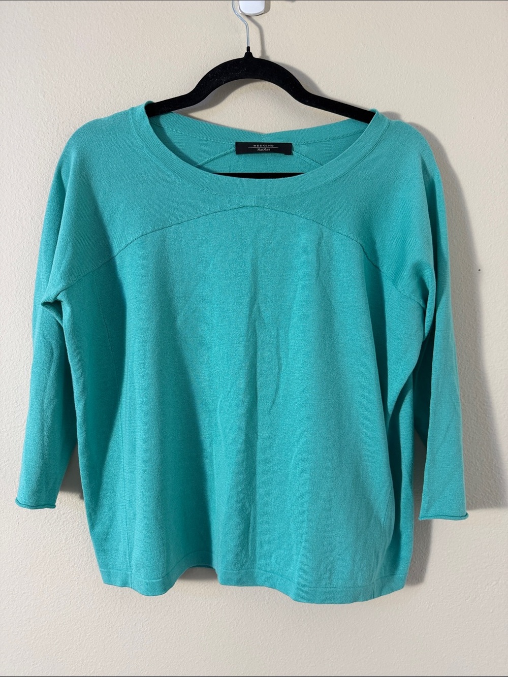 Weekend Max Mara Teal Lightweight Long-Sleeve Knit Top Size S
